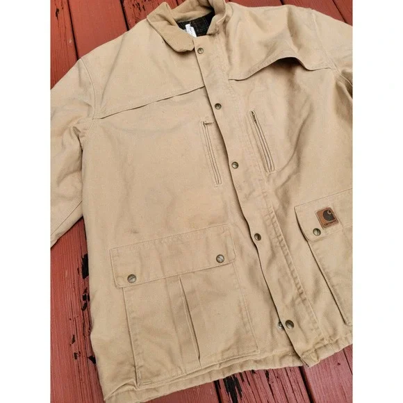 VINTAGE CARHARTT C10 PLAID BLANKET LINED SHORT COAT SIZE XXL UNION MADE IN USA - Picture 2 of 10